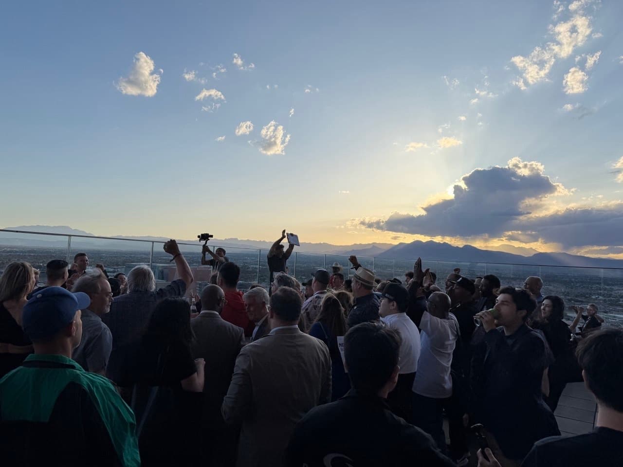 Packed rooftop crowd at Crypto Mondays Las Vegas